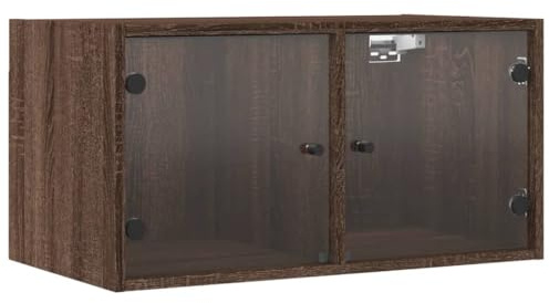 vidaXL Wandschränke mit Glastüren 2 STK. Braun Eichen-Optik