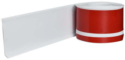 Zócalo recortable personalizable, parte trasera autoadhesiva, zócalo suave de PVC para cocina y baño, cinta de sellado flexible plegable de 6 metros, tira flexible (blanco)