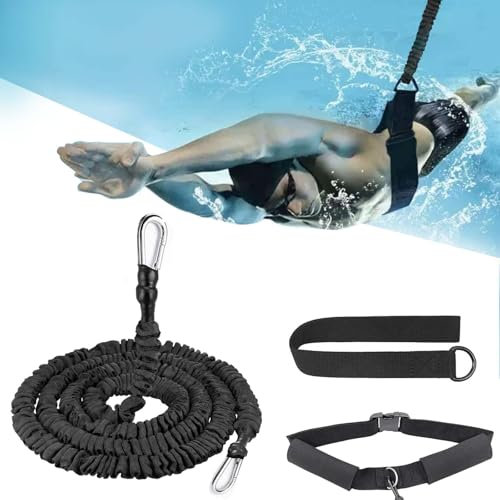 alouweekuky Schwimmgurt, 2.5-7.5m Widerstandsfähigkeit Schwimmtrainer, Erwachsene Schwimmgürtel für Pool Einstellbare Schwimmband Geeignet für Kleine Schwimmbecken Erhöht Kraft
