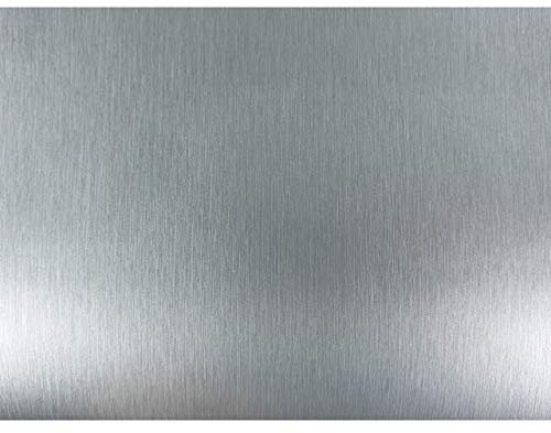 DecoMeister Lámina Adhesiva Para Muebles Nevera Efecto Aluminio Cepillado Liso Vinilo Autoadhesivo Plata Para Cocina Puerta Pared Papel Decorativo Para Bricolaje Decoración Hogar Rollo 67,5 x 100 cm