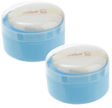 KOMBIUDA 2st Puff Box För Babypuder Praktisk Förvaring Pulverpuffar För Pojke Flicka Och Pojke Flicka Blå Mjuk Och Bekväm Skonsam Mot Känslig Hud