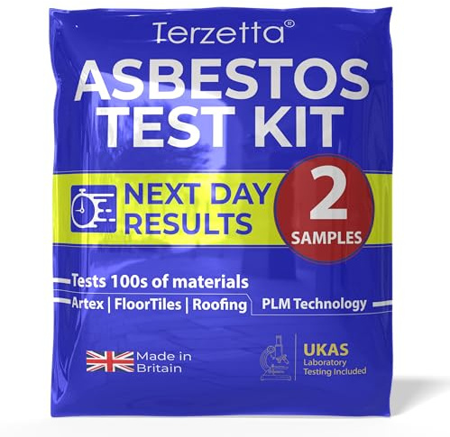 Asbestos Test Kit (2 Sample Only), NEXT DAY RESULTS Asbestos Testing Kit DIY For Home with UKAS Lab Fee, Easy Instructions, Return Postage, for Artex Ceilings,Tiling + More NO PPE