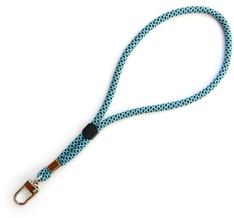 trage.band® Cinturino da polso corto regolabile con moschettone, nero-blu