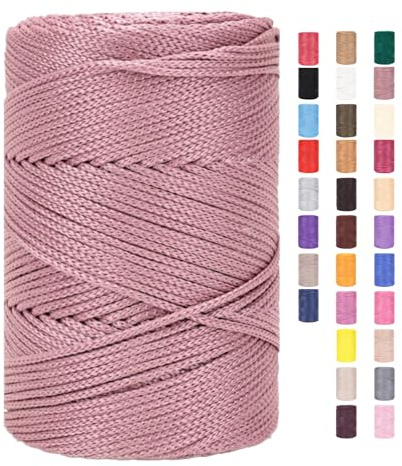 Hilo Rope 3 mm x 225 m – Hilo de algodón de poliéster para ganchillo, macramé, bolsas, cestas Easy Yarn (27,1 unidades)