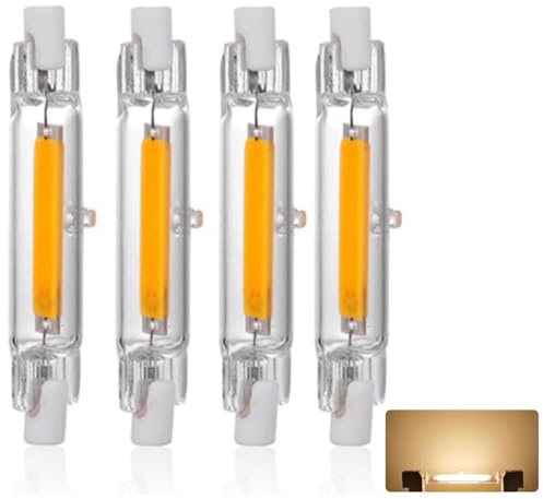 Lampadine LED R7S 78mm 10W, 230V Dimmerabile LED COB Lamp, Bianco Caldo 3000K 1000 Lumen, Equivalente Lampada Alogena J78 100W, Fascio 360°, Riflettore di Ricambio Proiettore Lineare Luce, 4pcs