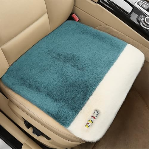 Autokissen Winterplüsch, Sitzkissen Auto Warm, Autositzbezüge Fell Sitzauflage Auto Vordersitze, Gesticktes Quadratisches Auto Kissen Fahrersitz Beifahrer, Sitzkissen Schaffell Bürostühle (blau)