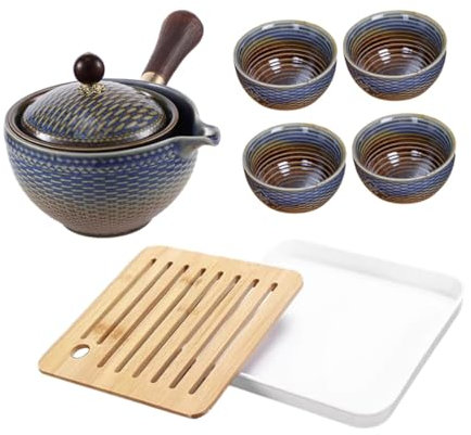 Cabilock Kit De Té De Cerámica Tetera Giratoria Colador para Hogar y Viaje Ocasión
