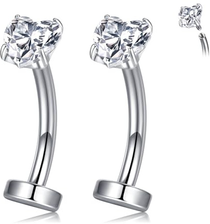 Briana Williams 14G Piercing ombelico Acciaio chirurgico 10mm Anello della pancia Gioielli Cuore trasparente CZ Belly bar per le donne uomini