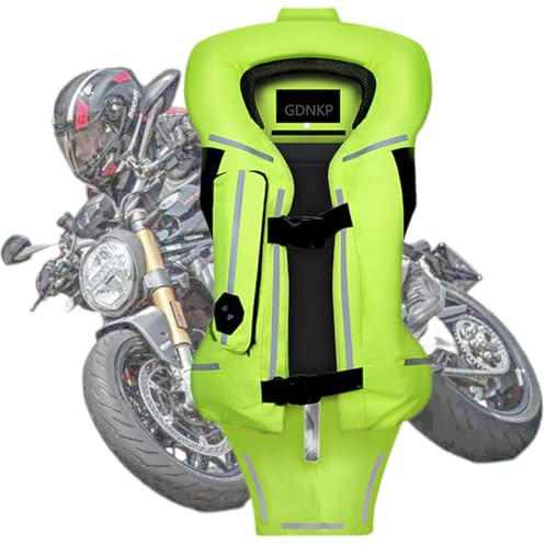 GDNKP Chaleco Airbag Moto Homologado,Hinchablechaleco Reflectante Motocross Transpirable Ajustable Reutilizado Hombre Mujer Corazas Ropa De Protección para Moto,Verde,XXL