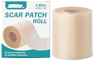 Silicone Scar Sheets, 4cmx1.5m Silicone Scar Tape Roll, Silicone Gel Scar Tape Reusable Silicone Patches, Painless Silicone Tape Roll for Burns, Acne Marks & Stretch Marks, Soft, Reusable, Waterproof