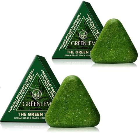 Mewicare Shampoing Solide aux 14 Plantes 2 au total – Soin Anti-Chute et Purifiant pour Cheveux Gras et Cuir Chevelu Sensible, sans Sulfate ni Silicone, Idéal Femme Homme(120g*2) (Vert+Vert)