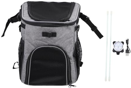 UKCOCO Multi-functional Polyester Pet Bike Carrier Bag for Dogs, Detachable Outdoor Pet Container Backpack with Storage, Grey Dog Bicycle Holder for Travel and Cycling