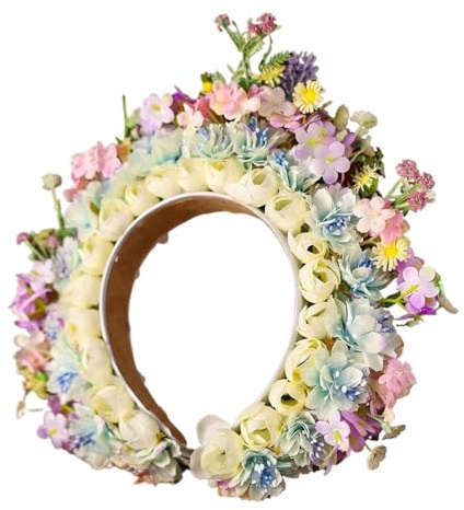 Blomsterkrans av konstgjorda blommor, Blommigt pannband Flerfärgat for kvinnor Brud Bröllop Håraccessoarer(Color10)