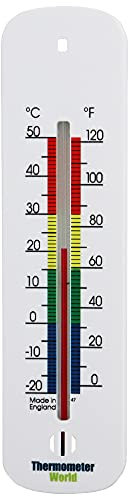 White Wall Thermometer To Measure Room Temperature In The Home Office Garden or Greenhouse - Stylish Accurate Room Thermometer