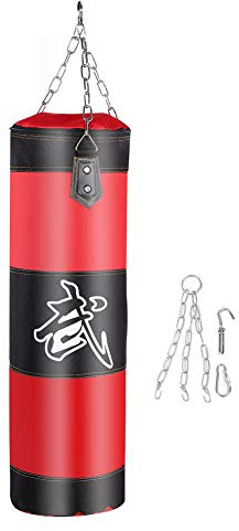 VGEBY1 Boxsack, Boxsack, ohne Sand, gefüllt, schwer, Trainingsgerät für MMA Muay Thai Kickboxen Kampfsport (1,2 Rot)