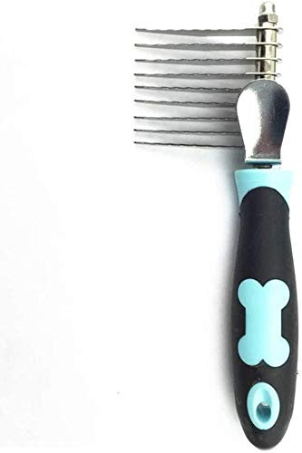 Professional Comb Dematting Rake Pet Shedding Tool Dog Cat Hair Grooming Brush (Blue)