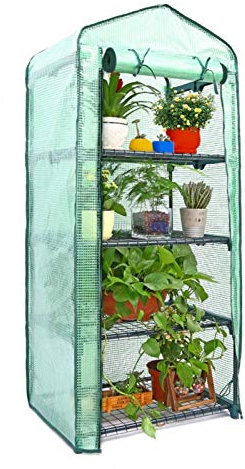 Childlike Foliengewächshaus 4 Etagen - Gewächshaus Für Gemüse - Klein Balkon Gewächshaus Für Tomaten - Foliengewächshaus Foliengewächshaus Winterfest - 27.17 X 19.29 X 61.02 Zoll (ohne Eisenständer)