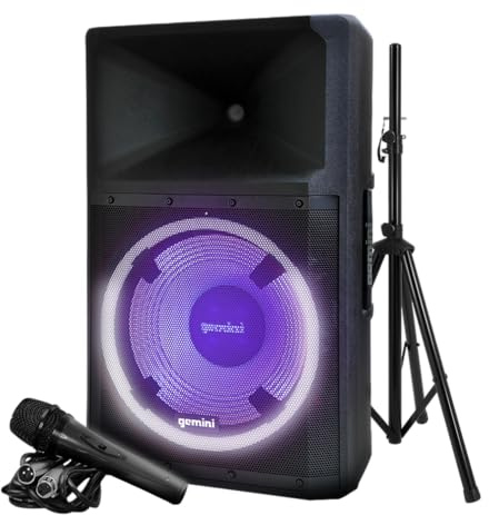 Gemini Sound Gsp-L2200Pk High Power Bluetooth Speaker With Party Lights, Microphone And Speaker Stand