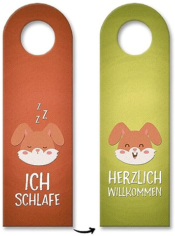 3x Ich schlafe oder willkommen Türhänger mit Hase Motiv