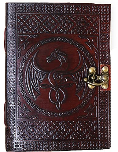 18 cm Drachen Leder Blank Grimoire Leder Tagebuch Buch der Schatten Zauberbuch Leder Tagebuch Tagebuch Notizbuch Skizzenbuch für Künstler