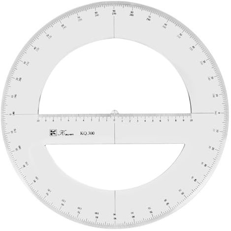 Transportador de círculo completo 360, herramientas de medición de matemáticas de plástico de 30 cm, transportadores redondos, regla transportadora de ángulo medio completo
