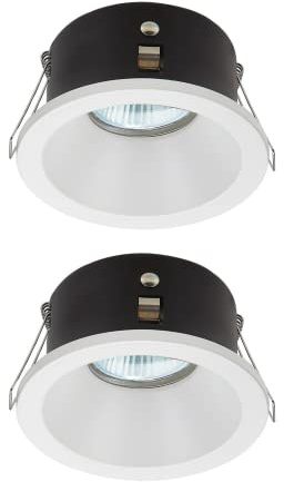 wonderlamp Pack 2 encastrable plafond pour salle de bains ou extérieur Lutar, rond, IP 65, blanc, pour intérieur/extérieur