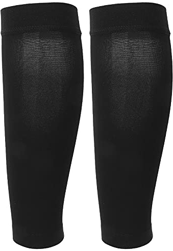 Sonew Manchon de Compression Noir pour Mollet, Chaussettes élastiques Douces S à XXL pour la Course, le Baseball et la Randonnée, Manches de Voyage pour Homme et Femme pour Modeler les Jambes et(XXL)