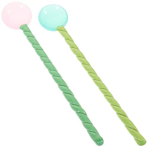 Kichvoe Set de 2 Cucharas Agitadoras de Vidrio Reutilizables, Prácticas y Fáciles de Limpiar, Ideales para Fiestas y Regalos para Amigos