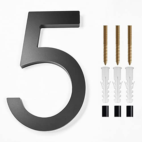 nanlyiau 6in/15.5cm 3D Numbers house numbers door number Waterproof Address Numbers front door number address numerals Waterproof and corrosion resistant Matte black Acryl resin (black Acryl 6in5)