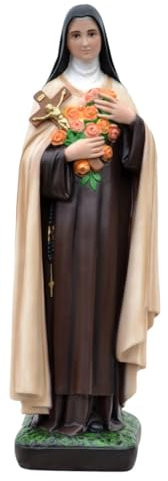 OVUNQUE PROTEGGIMI Statue der Heiligen Theresa des Babys Jesus aus Harz, 60 cm, für den Innen- und Außenbereich, hergestellt und bemalt in Italien (mit Glasaugen)