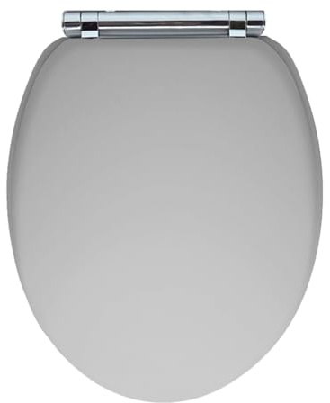 AQUALONA® Luxury Soft Touch Slow Close Toilet Seat with One Button Hinge Release - Click, Lift & Clean Technology - Soft Rubber Coating - Matte Finish - Soft and Warm to Touch (Grey)