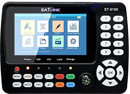 Rilevatore satellitare digitale, rilevatore di segnale TV satellitare HD, misuratore di segnale digitale portatile, ST-5150 DVB-S2/T2/C COMBO, H.265 HEVC MPEG-4 4,3 pollici TFT LCD presa EU