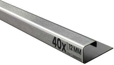 40x Quadrat-Profil Edelstahlschiene Fliesenprofil Fliesenschiene Edelstahl V2A L250cm 12mm gebürstet