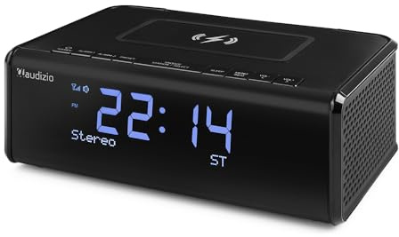 Audizio Cuneo Radio Wecker, Uhr-Radio DAB+ mit kabellosem Laden - Kristallklarer Sound und praktische Wireless-Charging-Funktion