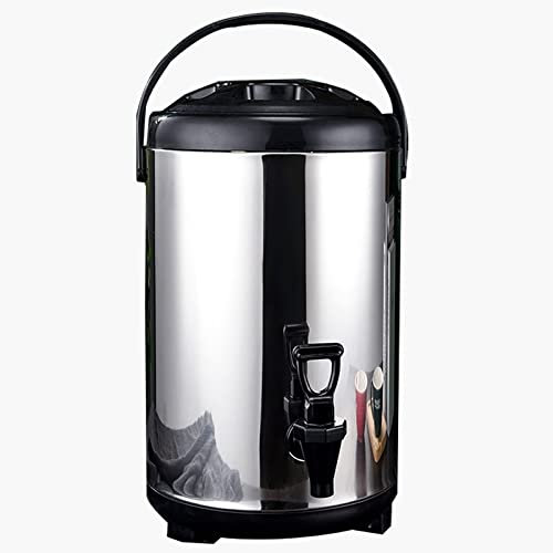 ANSNOW Kommerzieller Heißwasserspender, Getränkespender Aus Edelstahl 304 Mit Wasserhahn, Doppellagiges Isolierfass Für Heißes Und Kaltes Wasser, Milch, Kaffee, Tee, Hält 6–8 Stunden Warm/Schwarz/9,