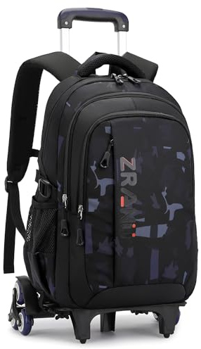 Amythe Cartable a Roulette Garçon, Légers Détachable Sac a Dos à Roulette Garçon Primaire College, 16 Pouces Trolley Bag Grand pour Voyages Scolaires, Convient aux Adolescents de 9 à 18 ans, Bleu