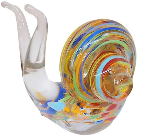 MAGICLULU Schneckenglasverzierungen Dekorative Schneckenstatue Kleine Schneckenfigur Buntglas Tiere Aus Mundgeblasenem Glas Rasenstatuen Statuenverzierung Aus Glas Geschenk Büro