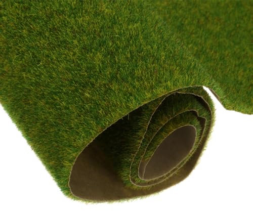 sourcing map 8pcs Artificial Model Grass Mat 10 x 10(25cm x 25cm) Yellow Green Realistic Fake Turf for Garden Lawn Decoration Model