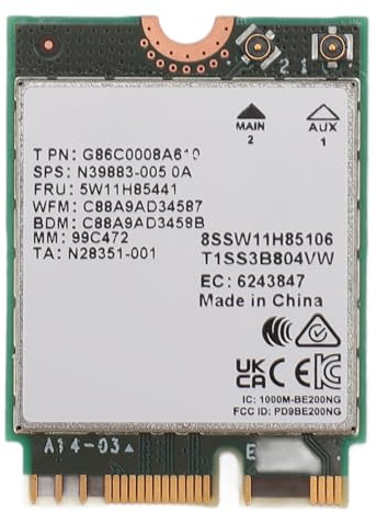 Tarjeta Inalámbrica WiFi 7 BE200 NGW, Bluetooth 5.4,5800Mbps M.2 NGFF Soporte de Red 10/11 (64 bits), (no Es Compatible con Todas Las Placas Base)