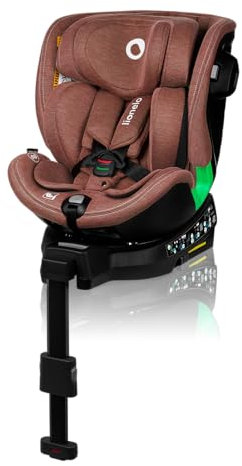 LIONELO HARMONY I-SIZE Silla Coche Bebé Giratoria 360o para Niños 40-150 CM, Fijación ISOFIX+Pata de Estabilización, Reposacabezas y Respaldo Ajustables, Reductor Dri-Seat (RED BRICK)