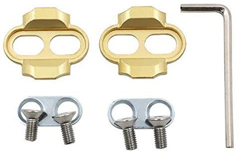 2X Mountain Bicycle Clipless Cleats Set - Brass Bike Self-Locking Pedal Cleats for Eggbeater Pedals- for SPD System Cleats- Weight & Rust - 6 Degree Float - 15/20 Degree