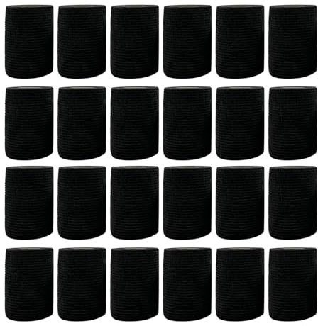 PetPhindU 24 Selbstklebende Bandage, Flexible Kohäsive Bandage, Elastische Selbstklebende Bandage für Hunde, Haustiere und Menschen, Fixierbandage für Knöchel, Handgelenk (Schwarz,4.5cm x 7.5cm)