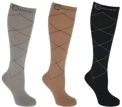 Covalliero Femme Karo Chaussettes D'équitation, Bleu Marine/pierre/bois, 42 EU
