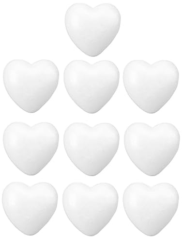 Tofficu 10 Stück Styroporherzen 6 cm Weiß Bastelschaum Herzförmige Schaumherzen Für DIY Bastelprojekte Hochzeit Valentinstag Tischdekoration Steckschaum