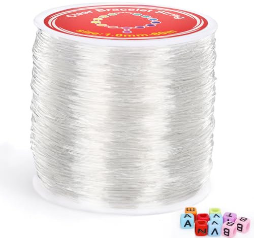 Alyvisun 1mm x80m Filo per Braccialetti Elastico, Trasparente Filo Nylon Per Braccialetti, Filo per Braccialetti Adatto per Braccialetti DIY Collane, Perline, e Creazione di Gioielli