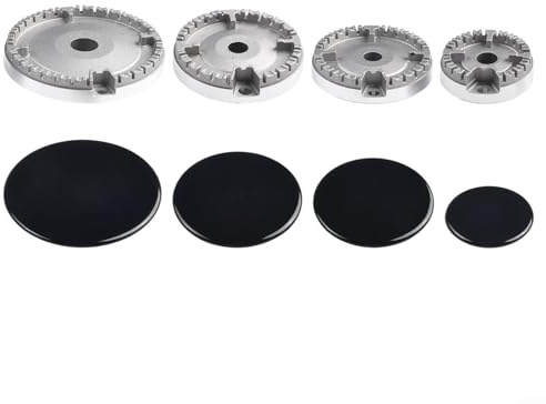 Drhomeam Gas Stove Burner Cap Cookware Hat Set Stove Lid for Kitchen Burner Head Replacement Kit Fits for SABAF Gas Stoves Cooktop Parts & Accessories(Flat)
