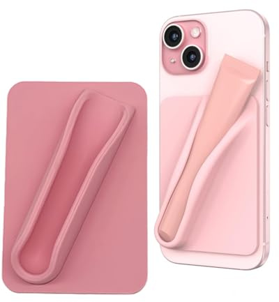KGDUYC Lipgloss-Schutzhülle für Handy, lipgloss handyhülle，handyhülle lipgloss halter，seidiges Silikon, Lippenhalter, zum Aufkleben, kompatibel mit iPhone, Samsung, Galaxy, Android-Smartphones, Rosa