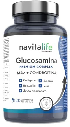 Glucosamine Chondroïtine 1100mg Premium Complex + MSM + Hydrolysed Marine Collagen | Améliore la Mobilité, Réduit la Douleur | Avec Acide Hyaluronique, Zinc, Sélénium et Boswellia