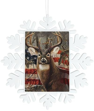 Amerikanische Flagge Hirsch Schneeflocke Form Weihnachtsbaum Anhänger Weihnachtsschmuck Lanyards Home Anhänger für Dekoration