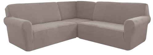 Housse de protection pour canapé d'angle modulaire en forme de L, douce, épaisse, extensible, lavable en machine, pour maison, café, club, restaurant, D 5 places